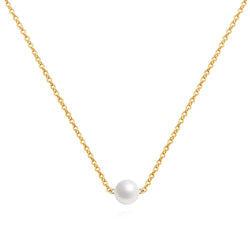 18k Gold Plated Necklace with Single Pearl Pendant – Elegant Jewelry for Women