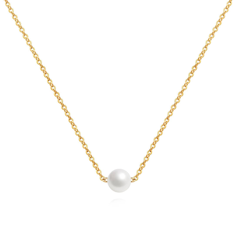 18k Gold Plated Necklace with Single Pearl Pendant – Elegant Jewelry for Women